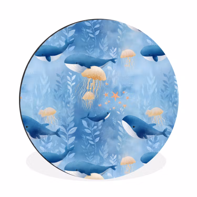 Wandcirkel - Aluminium - Walvissen - Oceaan - Blauw — 1