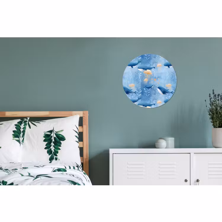 Wandcirkel - Aluminium - Walvissen - Oceaan - Blauw — 4