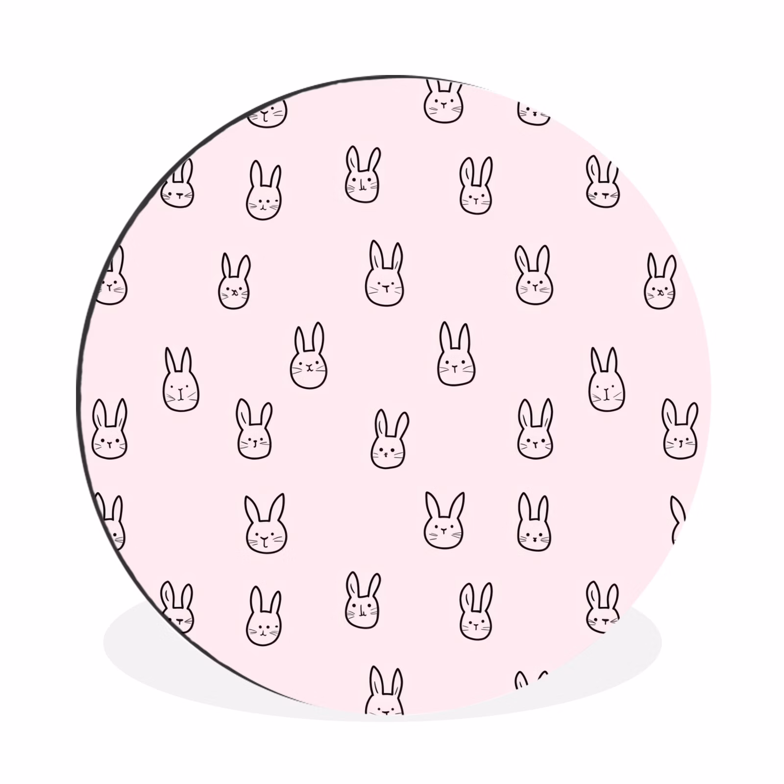 Wandcirkel - Aluminium - Konijnen - Minimalistisch - Roze — 1