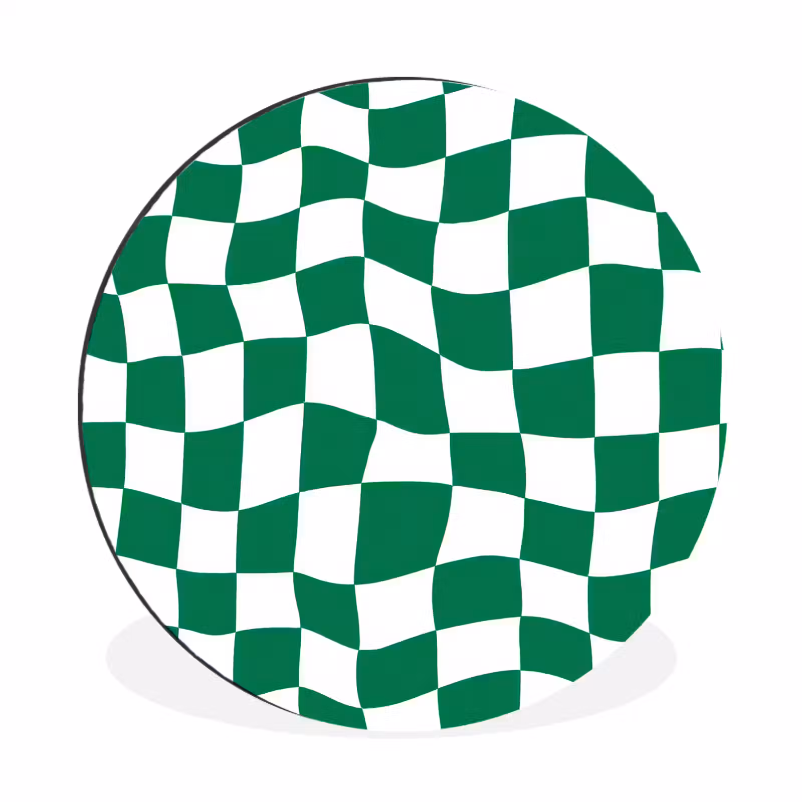 Wandcirkel - Aluminium - Schaakbord - Golvend - Groen — 1