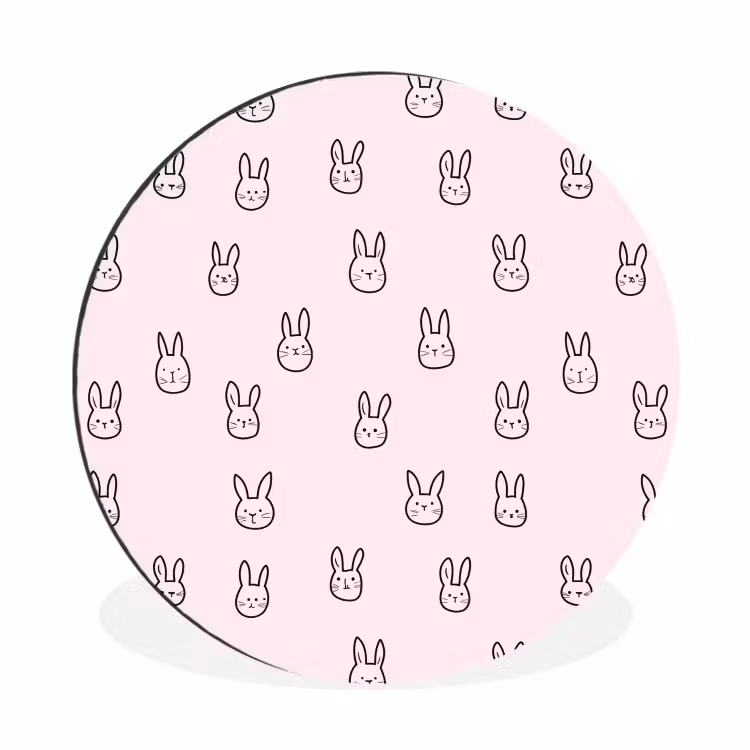 Wandcirkel - Aluminium - Konijnen - Minimalistisch - Roze — 1
