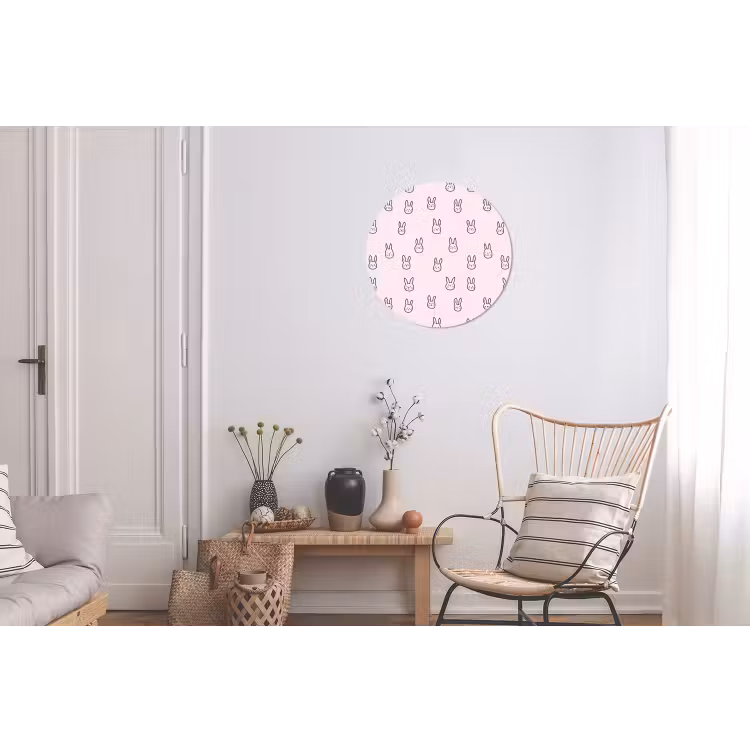 Wandcirkel - Aluminium - Konijnen - Minimalistisch - Roze — 2