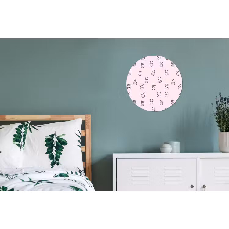 Wandcirkel - Aluminium - Konijnen - Minimalistisch - Roze — 4