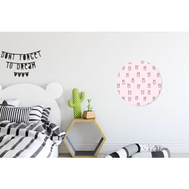 Wandcirkel - Aluminium - Konijnen - Minimalistisch - Roze — 5
