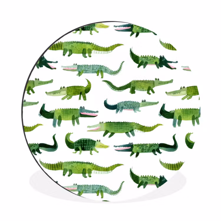 Wandcirkel - Aluminium - krokodillen - Speels - Groen — 1