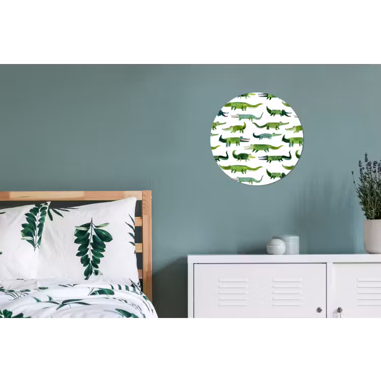 Wandcirkel - Aluminium - krokodillen - Speels - Groen — 4