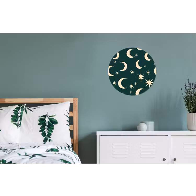 Wandcirkel - Aluminium - Manen - Sterren - Groen — 4
