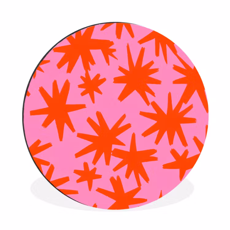 Wandcirkel - Aluminium - Modern - Sterren - Roze — 1