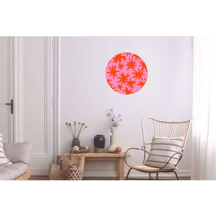 Wandcirkel - Aluminium - Modern - Sterren - Roze — 2