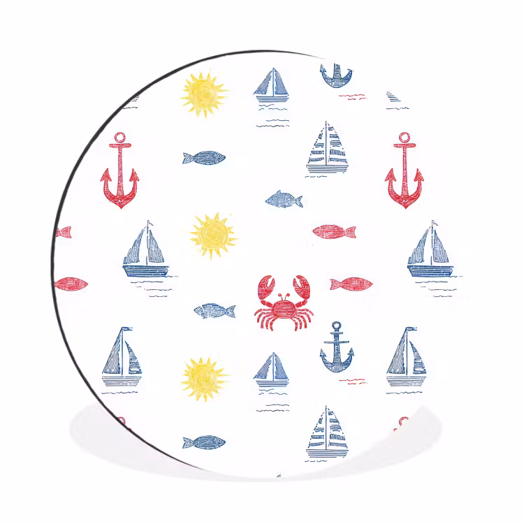 Wandcirkel - Aluminium - Nautisch - Illustraties - Kleurrijk — 1