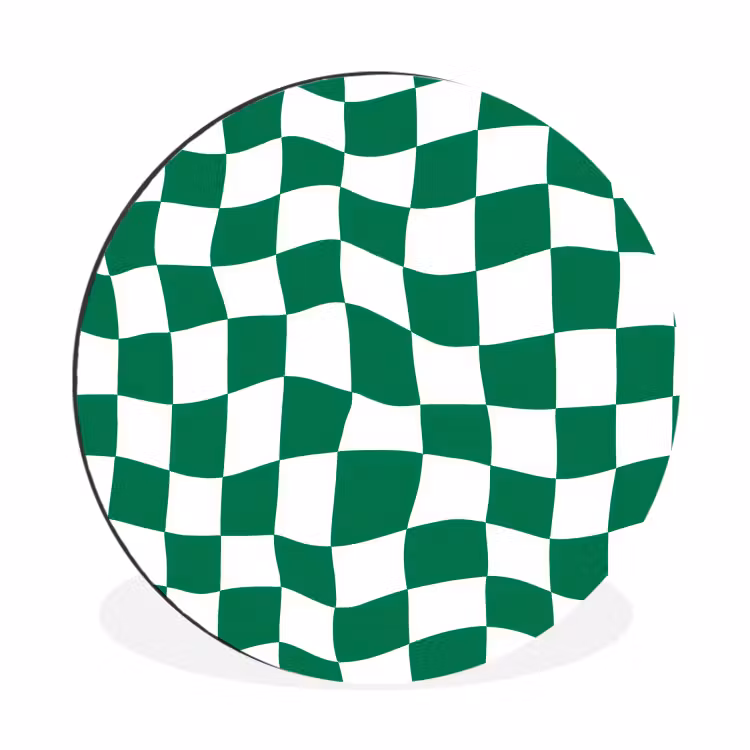 Wandcirkel - Aluminium - Schaakbord - Golvend - Groen — 1