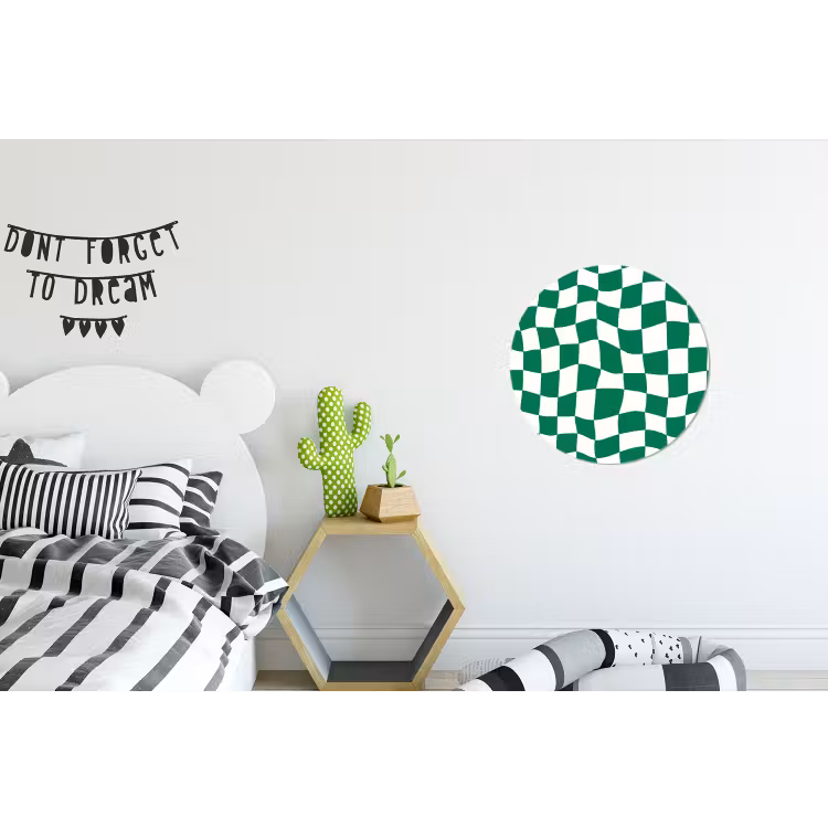 Wandcirkel - Aluminium - Schaakbord - Golvend - Groen — 5