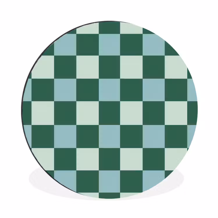 Wandcirkel - Aluminium - Schaakbord - Klassiek - Groen — 1