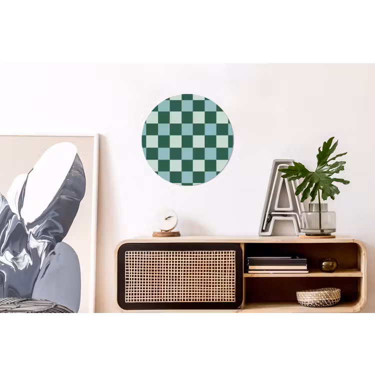 Wandcirkel - Aluminium - Schaakbord - Klassiek - Groen — 3