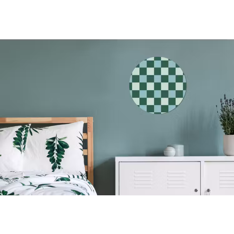 Wandcirkel - Aluminium - Schaakbord - Klassiek - Groen — 4