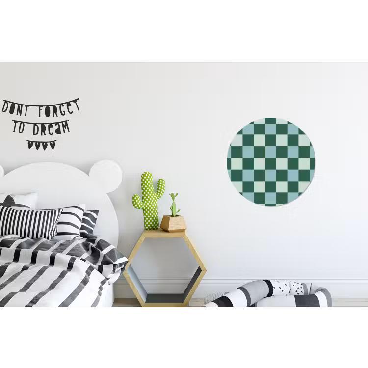 Wandcirkel - Aluminium - Schaakbord - Klassiek - Groen — 5