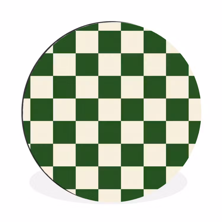 Wandcirkel - Aluminium - Schaakbord - Patroon - Groen — 1