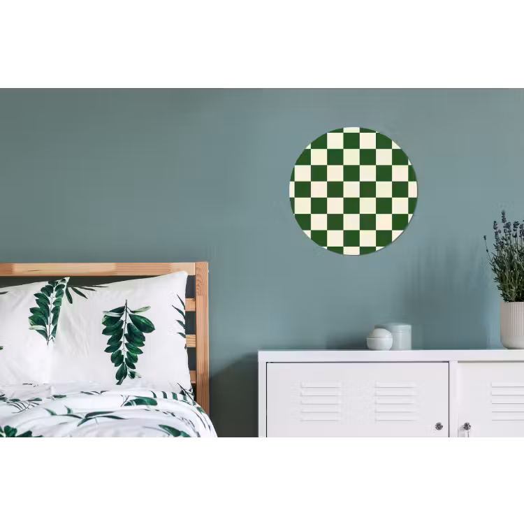 Wandcirkel - Aluminium - Schaakbord - Patroon - Groen — 4