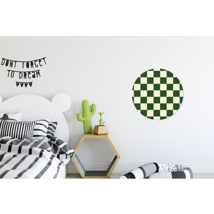 Wandcirkel - Aluminium - Schaakbord - Patroon - Groen — 5