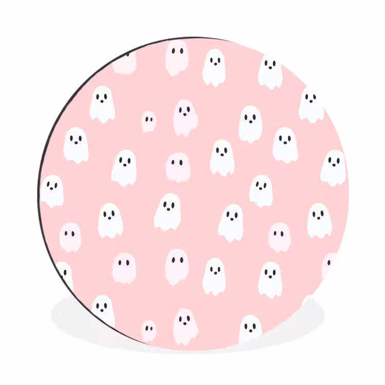 Wandcirkel - Aluminium - Spookjes - Patroon - Roze — 1