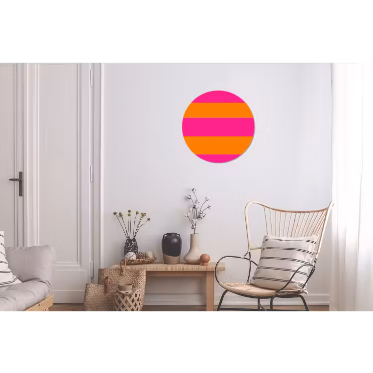 Wandcirkel - Aluminium - Strepen - Horizontaal - Roze — 2