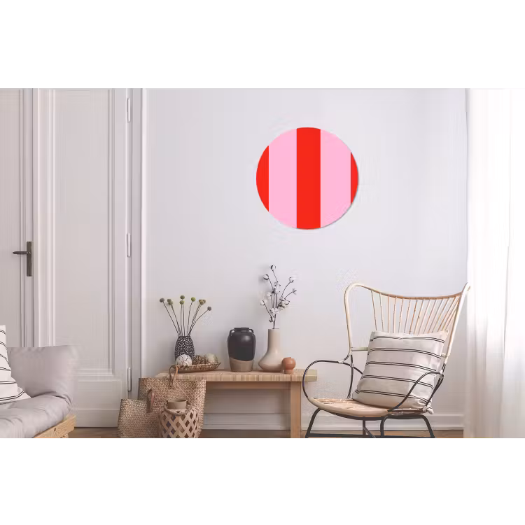 Wandcirkel - Aluminium - Strepen - Klassiek - Roze — 2