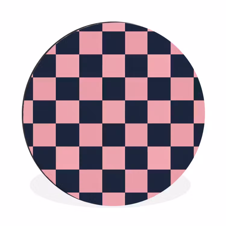 Wandcirkel - Aluminium - Traditioneel - Patroon - Blauw - Roze — 1