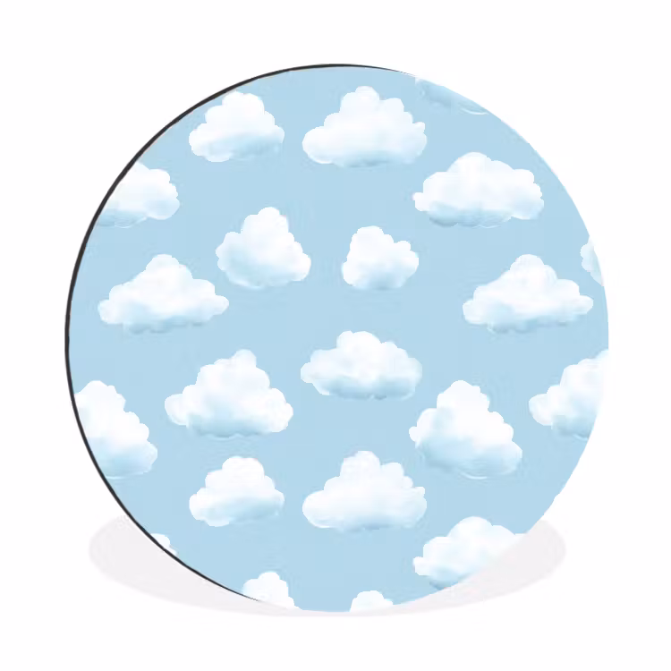 Wandcirkel - Aluminium - Wolken - Illustratie - Blauw — 1