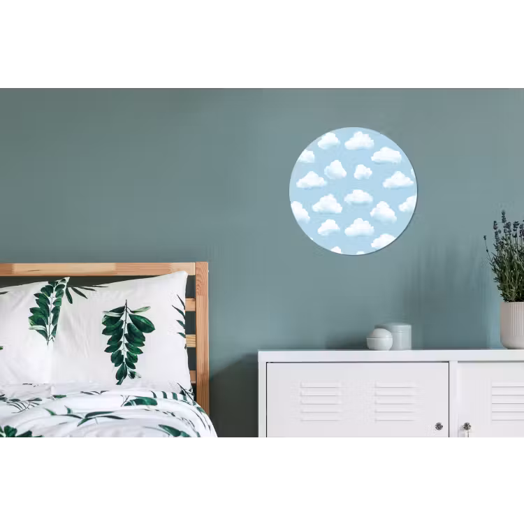 Wandcirkel - Aluminium - Wolken - Illustratie - Blauw — 4