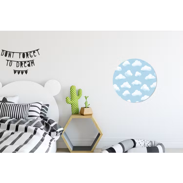 Wandcirkel - Aluminium - Wolken - Illustratie - Blauw — 5