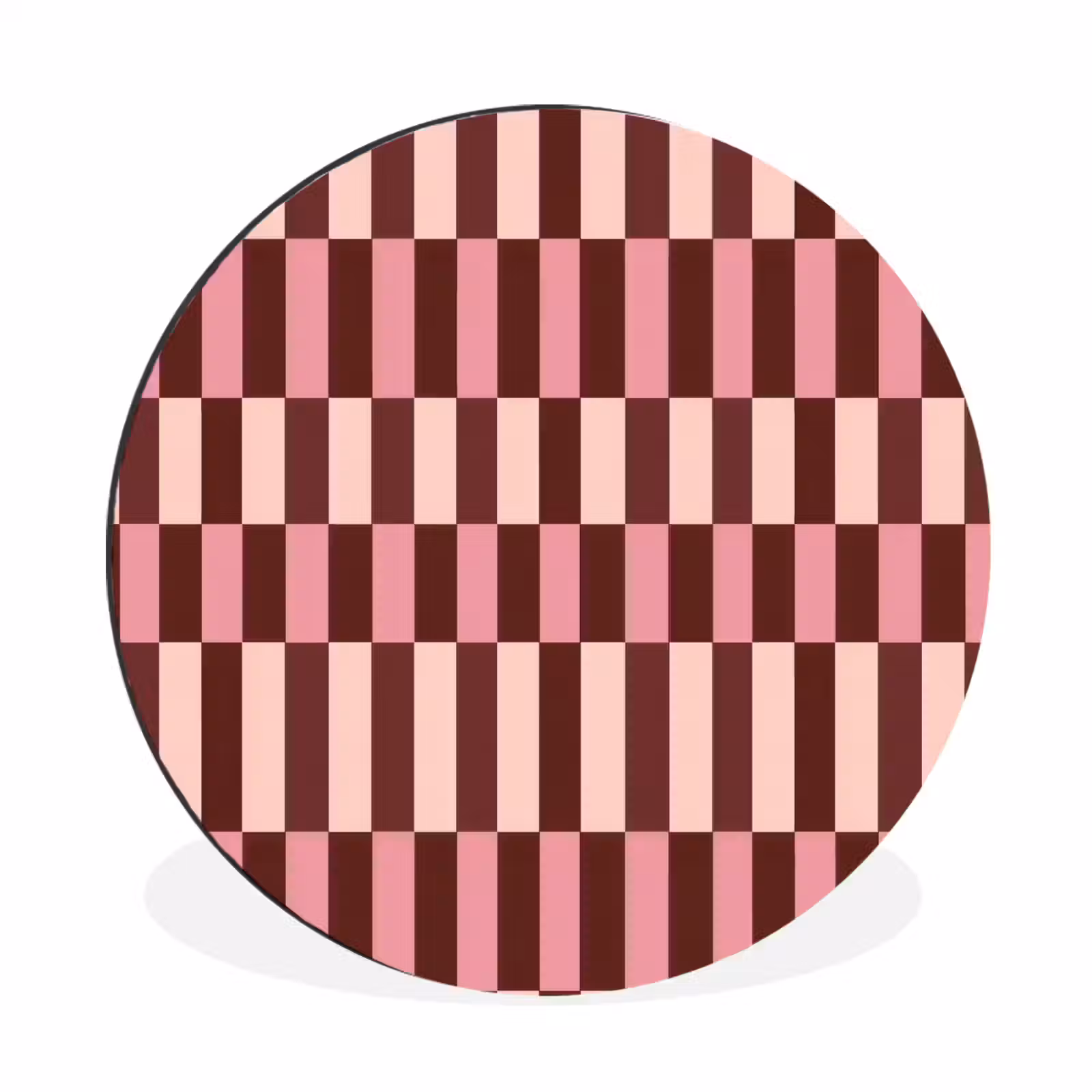 Wandcirkel - Aluminium - Roze - Rood - Blokjes — 1