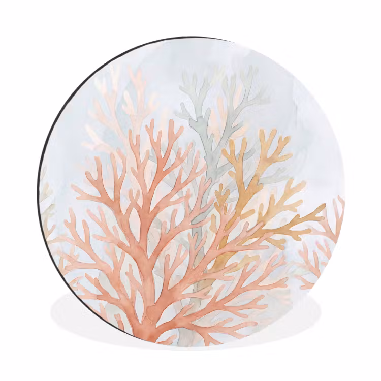 Wandcirkel - Aluminium - Natuur - Abstract - Aquarel - Organisch - Warm — 1