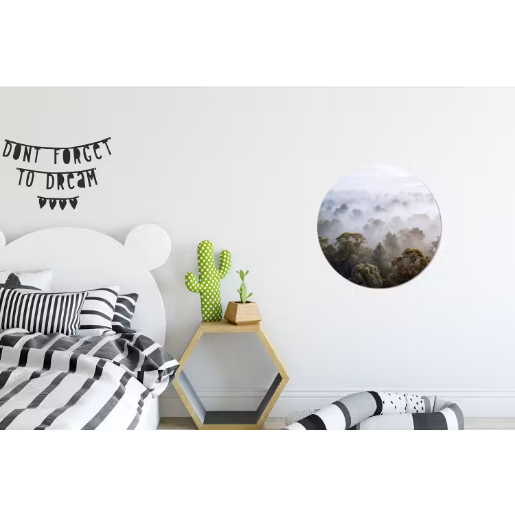 Wandcirkel - Aluminium - Natuur - Mist - Bos - Ochtend - Goud — 5