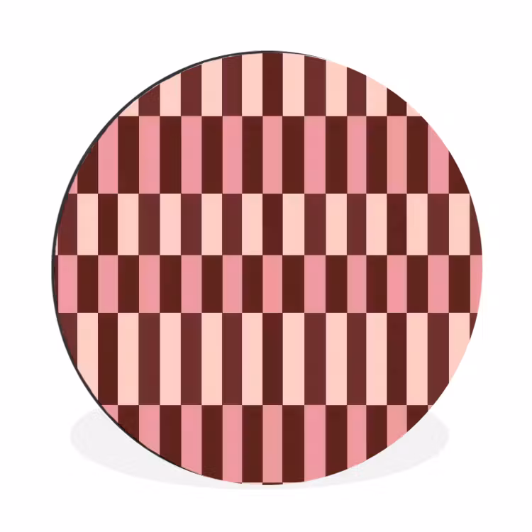 Wandcirkel - Aluminium - Roze - Rood - Blokjes — 1
