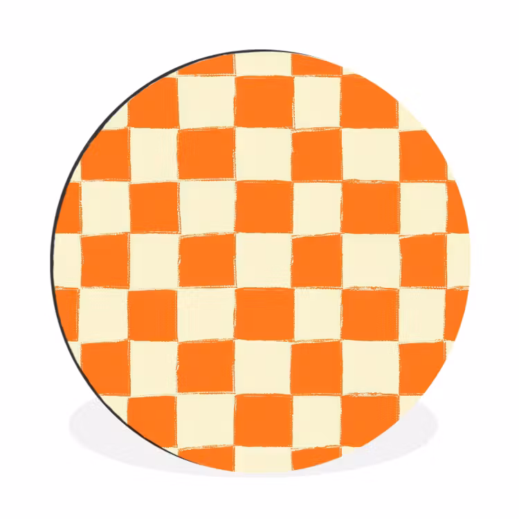 Wandcirkel - Aluminium - Schaak - Patroon - Oranje — 1