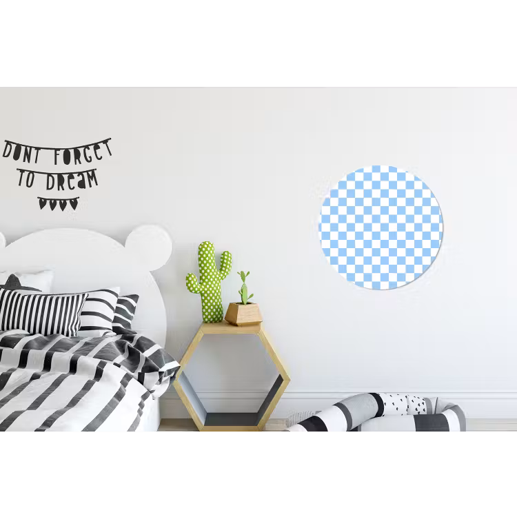 Wandcirkel - Aluminium - Schaakbord - Klassiek - Blauw — 5