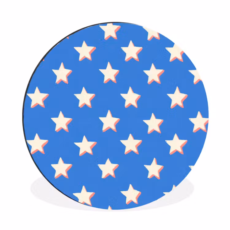 Wandcirkel - Aluminium - Sterren - Patroon - Blauw — 1