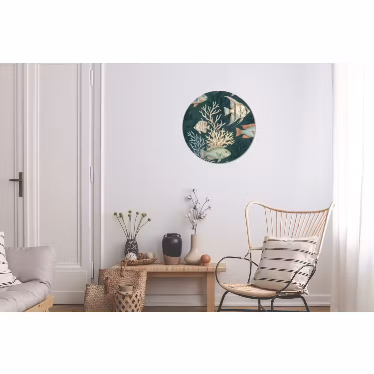 Wandcirkel - Aluminium - Vis - Koraal - Onderwater - Illustratie — 2