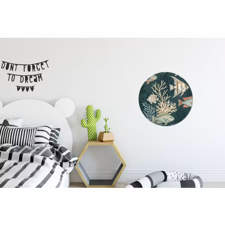 Wandcirkel - Aluminium - Vis - Koraal - Onderwater - Illustratie — 5