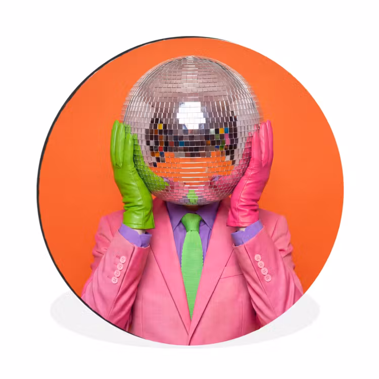 Wandcirkel - Aluminium - Kunst - Disco bal - Kleurrijk - Modern - Studio — 1