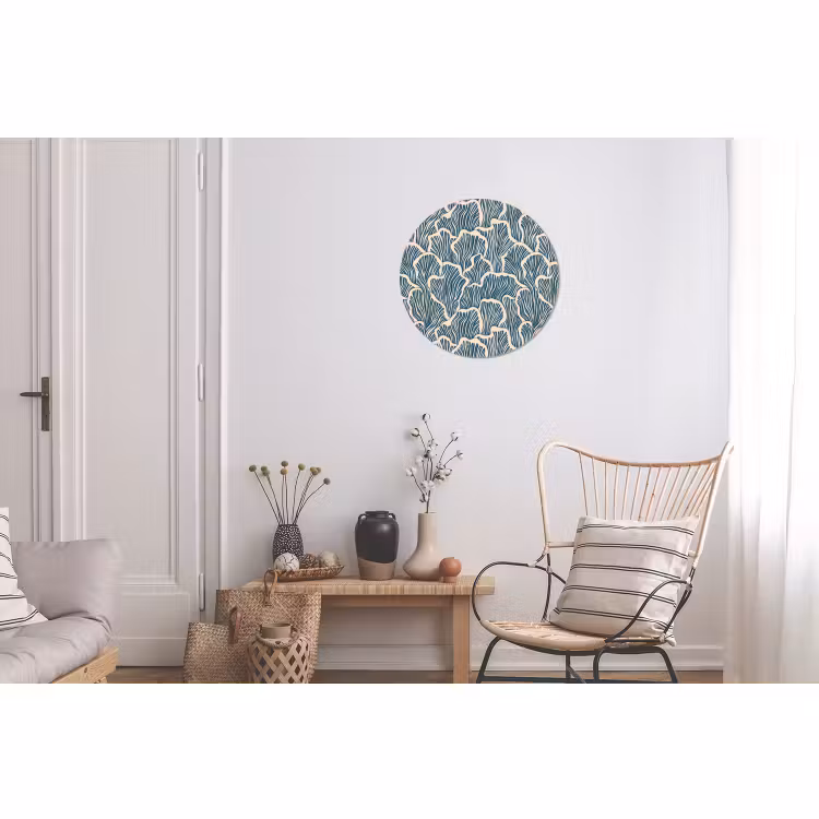 Wandcirkel - Aluminium - Organisch - Blauw - Crème - Schelpen — 2