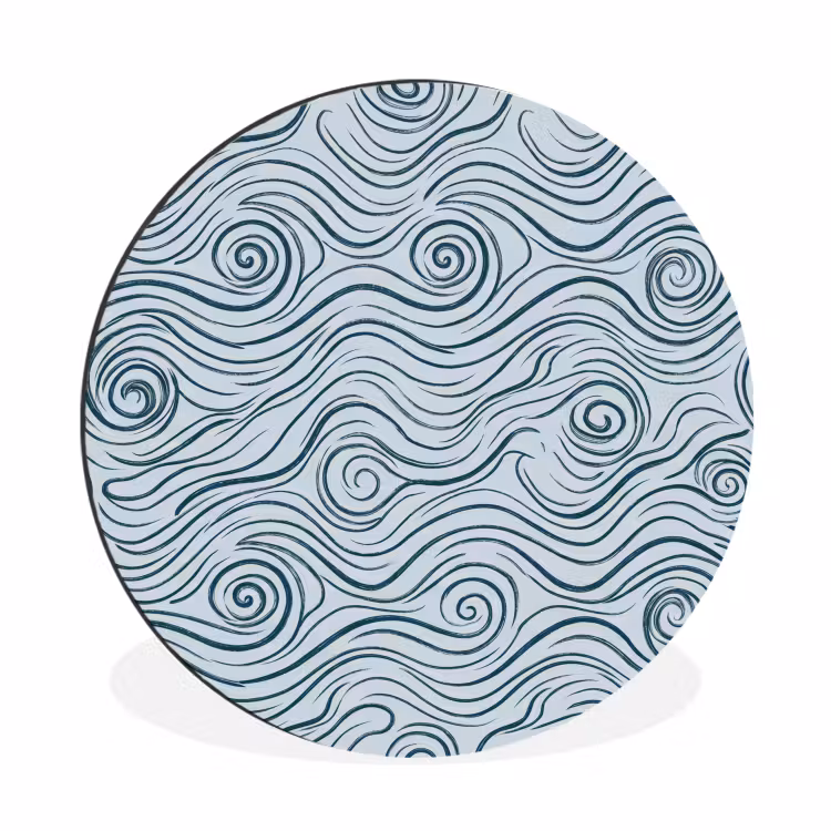 Wandcirkel - Aluminium - Patroon - Golven - Abstract - Modern - Blauw — 1