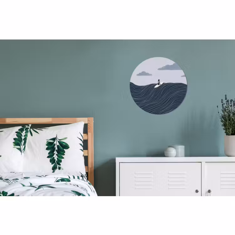 Wandcirkel - Aluminium - Persoon - Surfen - Oceaan - Natuur - Modern — 4