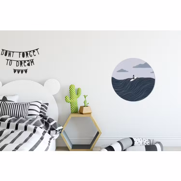 Wandcirkel - Aluminium - Persoon - Surfen - Oceaan - Natuur - Modern — 5