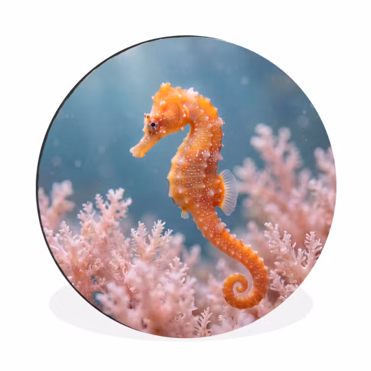 Wandcirkel - Aluminium - Vis - Koraal - Oceaan - Macro - Oranje — 1