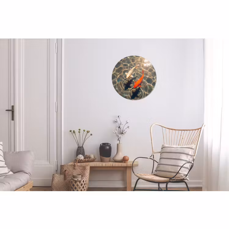Wandcirkel - Aluminium - Vis - Water - Dieren - Oranje - Goud — 2