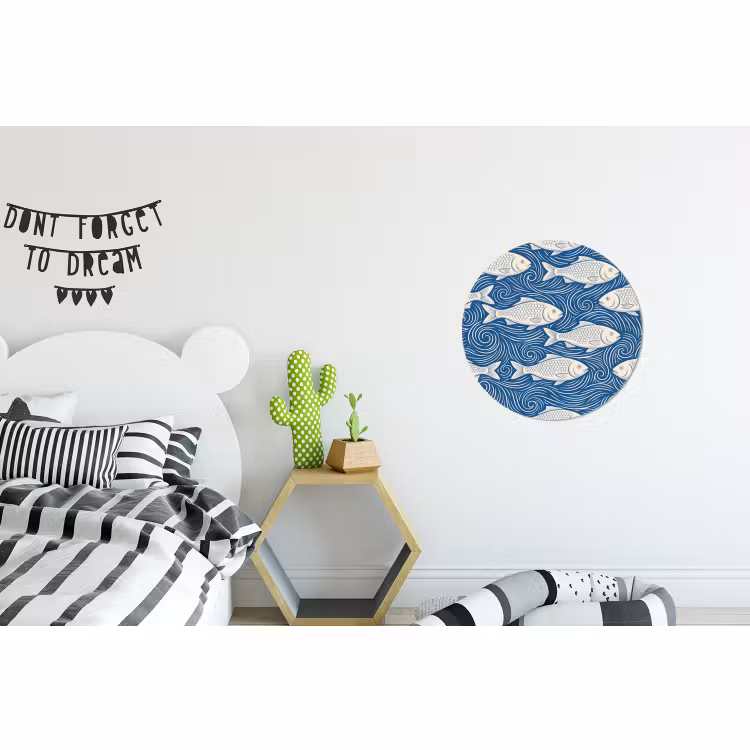 Wandcirkel - Aluminium - Vis - Water - Patroon - Grafisch - Blauw — 5