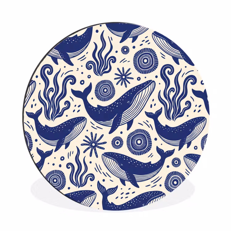 Wandcirkel - Aluminium - Walvis - Onderwater - Dieren - Abstract - Blauw — 1