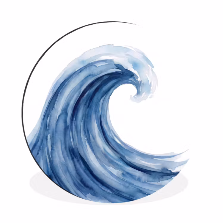 Wandcirkel - Aluminium - Water - Beweging - Natuur - Modern - Blauw — 1