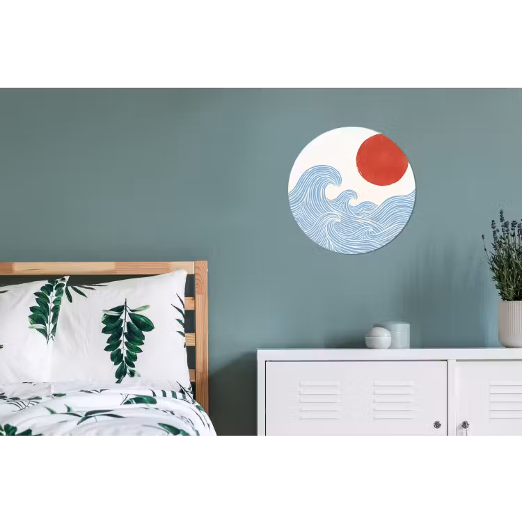 Wandcirkel - Aluminium - Zon - Golven - Oceaan - Abstract - Rood — 4